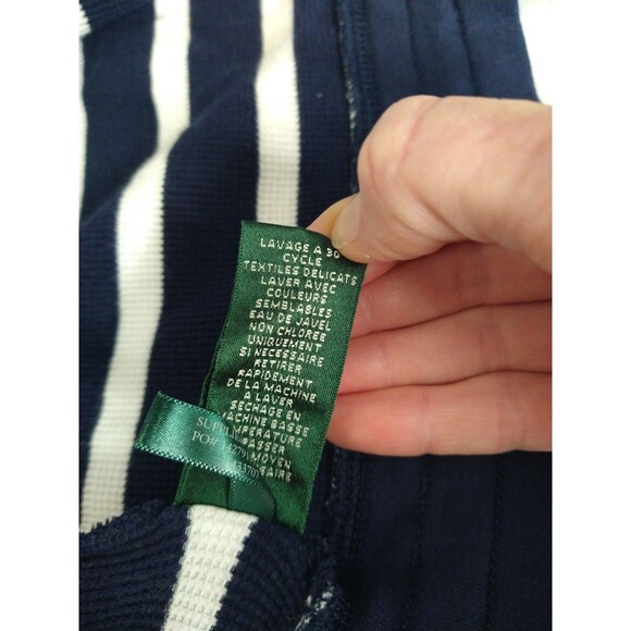 Lauren Active Ralph Lauren XL Cardigan Hoodie Navy Blue & White Stripe Full Zip - Picture 9 of 11